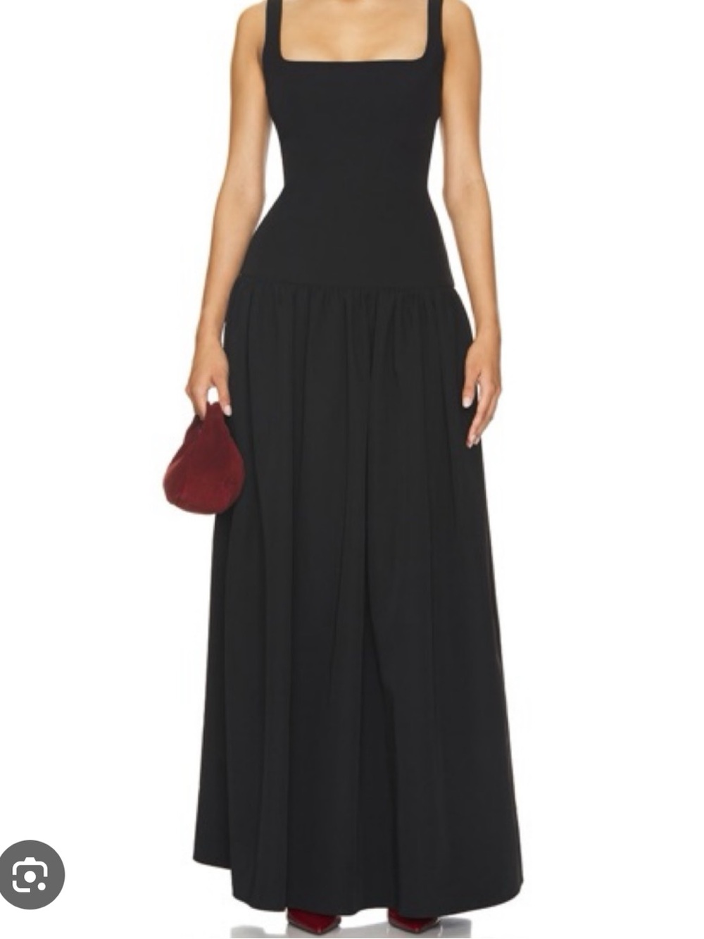 Lovers + Friends Black Square Neck Drop Waist Maxi Dress